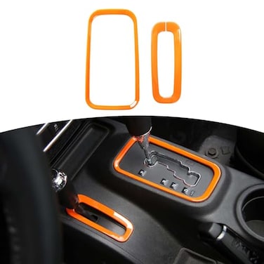 RT-TCZ RTTCZ for Jeep JK Gear Shift Panel Trim Cover Orange for Jeep Wrangler JK JKU 20112017 Orange Interior Accessories 2pcs