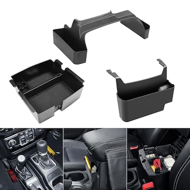 J Y 2025 2024 2023 20222018 3 Pcs Center Console Organizer for Jeep Wrangler JL JLU Accessories Jeep Gladiator JT Accessories Rubicon Sahara Gear Shift Side Tray Organizer Hanging Armrest Storage Box