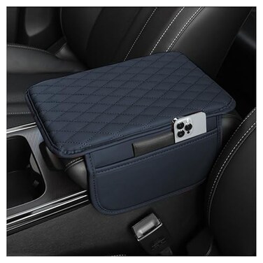 Stacool Upgraded Car Center Console CoverMicrofiber Leather Car Armrest Cover Cushion with 2 Storage BagsUniversal Car Armrest Storage Box Blue