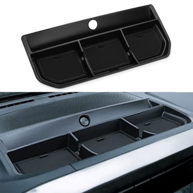 auovo Dashboard Organizer Tray for Ford F150 2021 2022 2023 Center Console Car Dashboard Accessories Phone Holder ABS Insert Secondary Storage Box with 3 Non Slip Rubber Mats Black