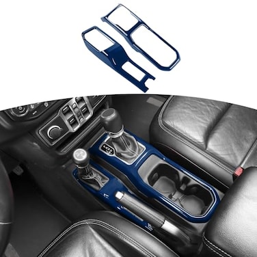 RT-TCZ RTTCZ for Jeep JL Blue Console Gear Shift 4WD Panel Trim Cover for Jeep Wrangler JL JLU 2018 up for Gladiator JT 2020 up Blue Interior Accessories 2pcs