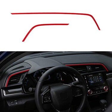 Thenice 10th Gen Civic 2pcs Center Consoles Stickers Air Vent Trims Dash Board Panel Strips Decals Compatible with Honda Civic 2021 2020 2019 2018 2017 2016 Red