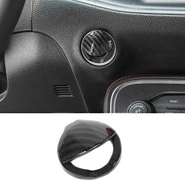 Voodonala for Challenger Engine Start Stop Button Center Console Switch Cover Trim Accessories for Dodge Challenger 2015 up Carbon Fiber Grain
