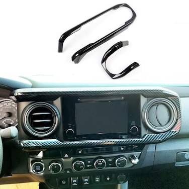 JSTOTRIM Carbon Fiber Look Central Console Dashboard Panel Cover Trim for Toyota Tacoma 20162023
