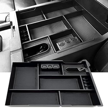 JOJOMARK Compatible with Toyota Tundra Accessories Center Console Tray Organizer for Tundra 20142020 2021 Insert ABS Armrest Box Secondary Storage Black