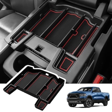 Motrobe Center Console Organizer Tray for Dodge RAM 1500 2500 3500 Armrest Storage Box Accessories 2026 2025 2024 2023 2022 2021 2020 2019