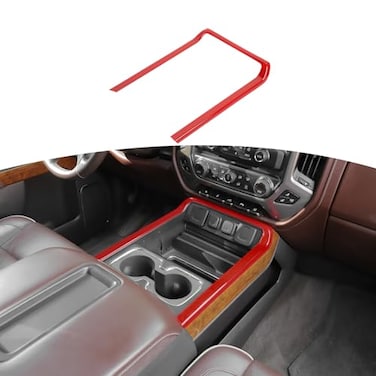 RT-TCZ RTTCZ for Chevy Silverado Red Center Console Trim Frame Cover for Chevrolet Silverado GMC Sierra 20142018 Red Interior Accessories