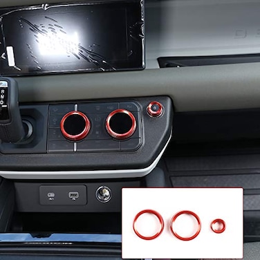CHEYA Aluminum Alloy Car Interior Air Conditioning Volume Adjustment Knobs Decorative Cover Trim for Land Rover Defender 110 2020 Accessories Red