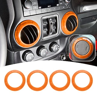 JeCar 4PCS Center Console Dash Air Conditioner Vent Cover Trim Interior Accessories Compatible with Jeep Wrangler JK JKU 20112018 Orange