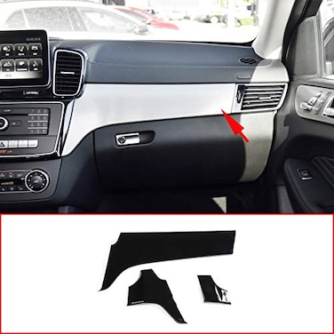 CHEYA Car Central Control Decoration Panel Trim Accessories 3pcs for Mercedes Benz GLE GLS ML GL Class 320 350 400 20122019 Black