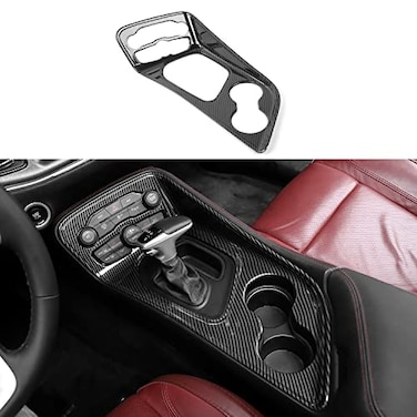 RAZPOY for Challenger Carbon Fiber Center Console Gear Shift Panel Trim Frame Cup Holder Cover for Dodge Challenger 20152022