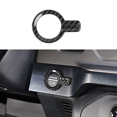 HTHE for Ford Bronco Center Console Engine Start Button Ring Cover Compatible with Ford Bronco 2021 2Door 4Door1PCABSCarbon Fiber Black