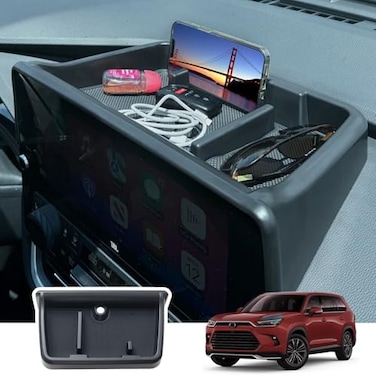 TOPINSTALL 2026 Custom Fit Dash Tray Compatible with 20242026 Toyota Grand Highlander Accessories Center Console Screen Dashboard Organizer Phone Sunglasses Holder