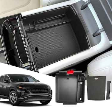 SXCY for 2025 2026 Hyundai Tucson Center Console Organizer for 2025 2026 Hyundai Tucson Accessories Limited Console Tray for 2025 2026 Tucson Limited Armrest Storage Console Organizer Black