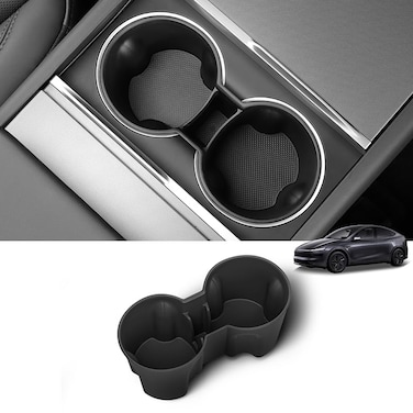 LUCKEASY Center Console Water Cup Holder for 2026 2025 Tesla Model Y Juniper New TPE Car Interior Organizer Center Console Water Drink Limiter Holder Protector for Model Y Juniper Accessories Black