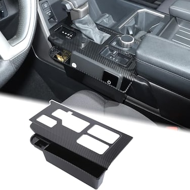 Aunginsy Central Control Gear Shift Panel Trim Cover With Storage Box Compatible with Toyota TundraSequoia 20222024 2025 Car Gear Shifter Scratch Protector Frame Decoration ABS Accessories With 4WD