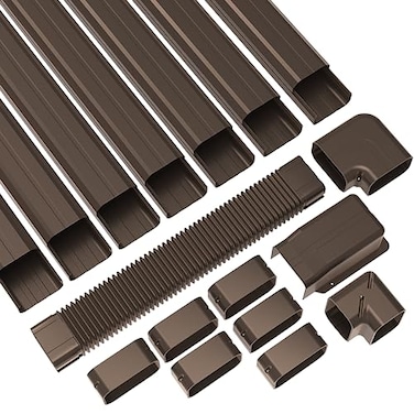 Forestchill 4W 25Ft Decorative PVC Line Set Cover Kit for Ductless Mini Split Air Conditioner Central AC and Heat Pump Brown