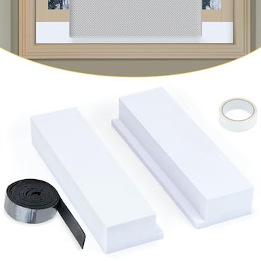 Powrocket 2 Pack Foam Block for UShape Window AC UnitsWindow AC Curtain Side Foam Block with Weather Seal TapeStop Cold Drafts Air LeakWinter SummerCompatible with Midea Air Conditioner