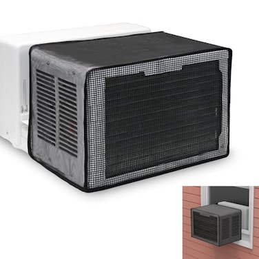 Wintcomfort UShaped Window Air Conditioner Mesh Cover Mesh Window AC Cover for U Shaped Window Outdoor Unit Window AC Protection Covers Prevent Leaves Dust Easy Air Flow Black