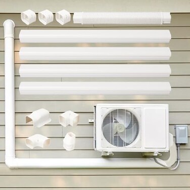 Kerykwan 3 W 155Ft L Mini Split AC Line Cover Kit Decorative PVC Tubing Pipe Cover Set for Center Air ConditionerHeat Pumps System