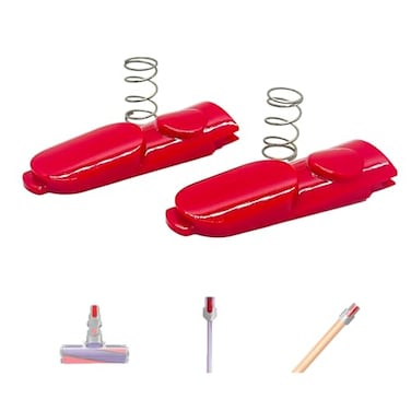 Hather 2 Pack Cleaner Head Clip Latch Tab Button with Spring Replacement for Dyson V7 V8 V10 V11 and V15 Electric Drive Parts Extension Wand Wand Tube and Illumination Tool