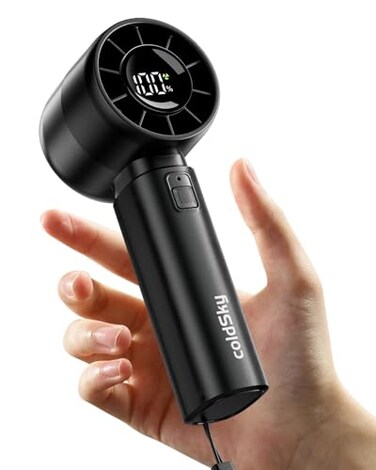 coldSky Portable Handheld Turbo Fan5 Speeds High Speed Personal Fan With Digital Display4000mAh Rechargeable Small Fans Max 12Hrs Cooling Fans For Outdoor Travel Essentials