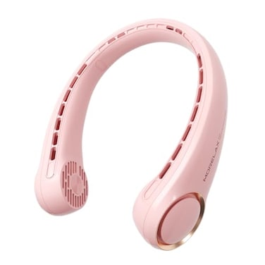 Morelax Neck Fan USB Rechargeable Personal Fan 3 Speeds Adjustable Large air outlet Powerful Strong Wind Adjustable 360 Cooling Super Quiet No Blade Design No Hair Twisting Small Pink