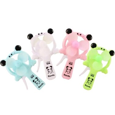 Skystal One Color Mini Manual Panda Pattern Handheld Fan Comes Randomly in Four Colors Plastic Personal Student Fan Children Hand Press Manual Fan Kids Toy Fan Green White Blue Pink Random