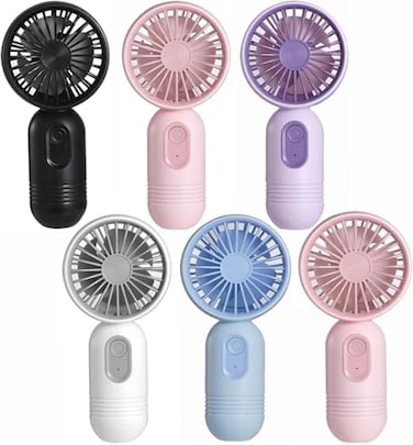 VanSmaGo 6 Pack Mini Handheld Fans USB Rechargeable Personal Fan Set with 3 Speeds Small Portable Fans for Group Travel Classroom Event Bags Office Sharing Team Gifts