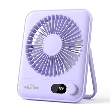 WHATOOK Small Desk Fan Personal Fans 5000mah 25 Hours Battery Office Quiet Mini Desktop Fan Portable Rechargeable Travel Essentials Purple 2000 mAh
