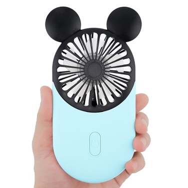Kbinter Cute Mouse Personal Mini Fan Rechargeable Handheld USB Fan 3 Adjustable Wind Speeds and Wearable Design Portable Pocket Size for Indoor Or Outdoor Activities Blue