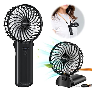 PSECICI Handheld Fan Mini Portable Personal Fan with lanyard 4 Speeds Level 180 Foldable Design for DeskTravelOfficeOutdoor