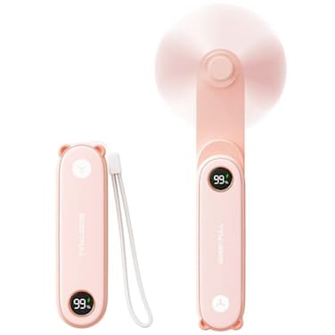 SWEETFULL Portable Handheld Mini Fan with LED Display 3in1 Personal Foldable USB Rechargeable Hand Held Fan Flashlight for Travel Lash Eyelash Cute Small Pocket for Women Girls