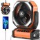 KITWLEMEN Camping Fan with Light 20000mAh Rechargeable Battery Tent Fan 112Hrs Max 8 Speeds Digital Display Timer Auto Oscillation 270 Pivot Hook for Garage RV Hurricane CoBranded with MORECORE