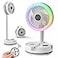 xumemall Foldable Oscillating Camping Fan with Remote 10 USB C Rechargeable 40000mah Battery with LED Colorful Lights Portable Floor Fan for Bedroom Office Camping