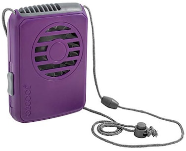 O2COOL Battery Powered Deluxe Necklace Fan For Personal Cooling With Adjustable Lanyard Purple