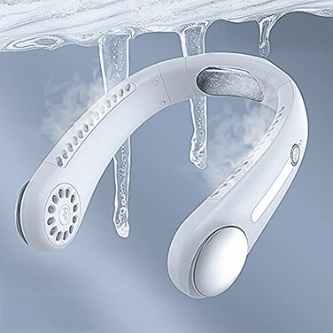 NORMIA RITA Leafless Hanging Neck FanInstant Cooling Personal Air Conditioner Builtin Refrigerating Chip Wearable Cooling Fan with 360 Wind Outlet Portable Hang for Hot Flashes