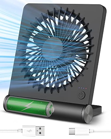 Tevelecin Small Desk FanRechargeable USB Fan Battery OperatedUltra Quiet Strong Wind 3 Speeds Travel Fans