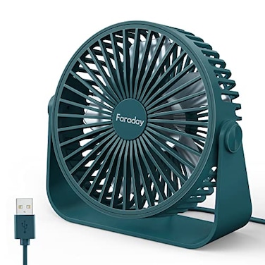 FARADAY USB Desk Fans 5 Inches Portable Table Fans 360 Head Rotation Small Personal Desktop Fan for Home Office 3 Speeds Deep Green