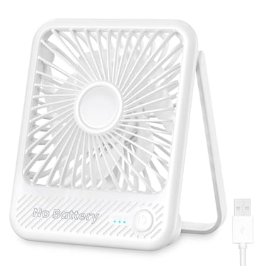 Koonie USB Desk Fan Strong Wind Ultra Quiet Small Personal Fan with 180 Tilt Folding and 3 Speeds Adjustable USBC Corded Powered Mini USB Fan for Office Desktop Bedroom White NO BATTERY