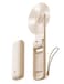 Aecooly Slim Portable Fan 2 Pack Thin Handheld Fan USB Rechargeable Mini Personal 24H Max Cooling Time Battery Powered Small Foldable Pocket for Travel Summer Gifts for Women Beige