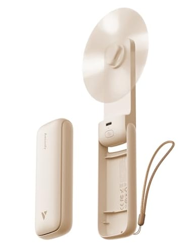 Aecooly Slim Portable Fan 2 Pack Thin Handheld Fan USB Rechargeable Mini Personal 24H Max Cooling Time Battery Powered Small Foldable Pocket for Travel Summer Gifts for Women Beige