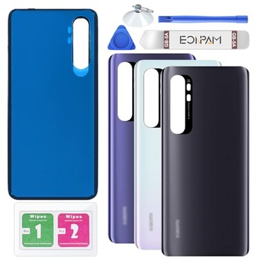 Eonpam Back Glass Replacement for Xiaomi Mi Note 10 Lite Back Cover Rear Housing with Camera Lens Repair Tool Kit Genuine Rear Glass Black