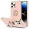 Hython for iPhone 14 Pro Max Case with Ring Stand 360 Rotatable Ring Holder Magnetic Kickstand Support Car Mount Plated Gold Edge Slim Soft TPU Luxury Protective Phone Case Cover Pink