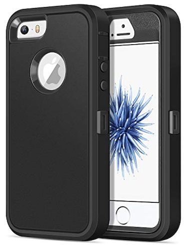 Jelanry for iPhone 5 5S SE 1st Generation 2016 Rugged Series Case Black Heavy Duty Shockproof Dual Layer Protective Shell Antiscratches Nonslip Bumper Hybrid Matte Armor Back Cover Phone Case