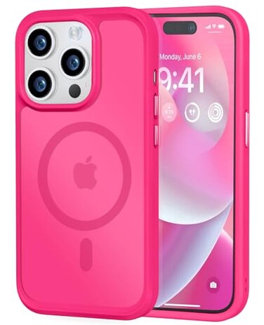 MOCCA Strong Magnetic for iPhone 14 Pro Case Compatible with Magsafe13FT Military Drop Protection Slim Translucent Matte Shockproof Case for iPhone 14 Pro Phone Case 61 Hot Pink