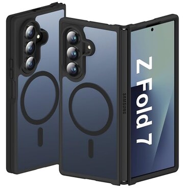 ORETECH Magnetic for Samsung Galaxy Z Fold 7 Case Translucent Back NonSlip Hard PC Shockproof Bumper Protective Phone Case Cover for Samsung Z Fold 7 Black