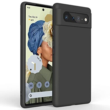 Amzpas Silicone Phone Case Compatible with Google Pixel 6 Soft Protective Smart Phone Case for Women Men Durable AntiScratch Shockproof Phone Cover Black