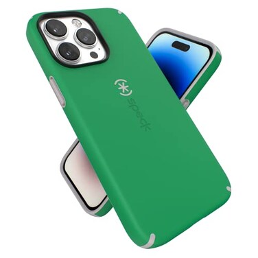 Speck iPhone 14 Pro Max Case Slim Drop Protection Scratch Resistant Soft Touch Dual Layer Renew GreenSweater Grey CandyShell Pro