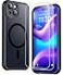 SPIDERCASE for iPhone 15 Plus Case Magnetic Translucent Matte Case with 2PCS Tempered Glass Screen Protector Slim Phone Case for iPhone 15 Plus 67 Black
